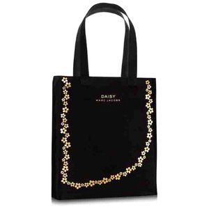SALE Luxe Aesthetic MARC JACOBS Black Tote Canvas Shoulder Bag with Gold Flowers
